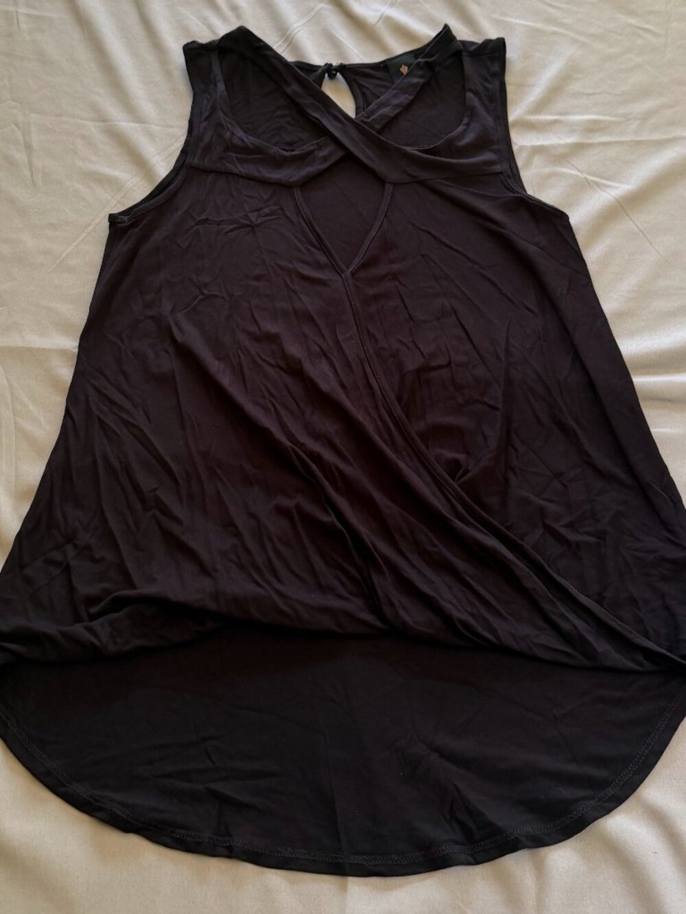 Lilian Women's Open Front Twist Tank Top High/Low Black XL New w/out Tags